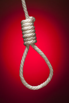 Hangman's Noose Over Red Background