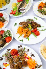 Meals served on a party table