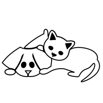 Cute cat and dog silhouettes