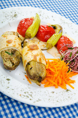 Grilled vegetables served in the plate