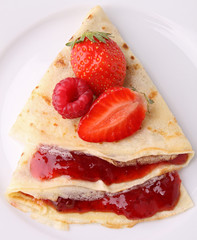 pancake with strawberry jam