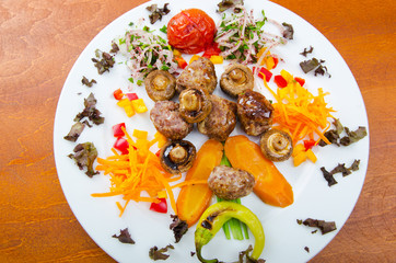 Kebab served in the plate