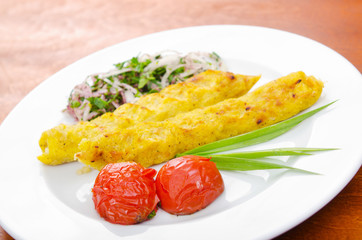 Traditional azeri kebab made with mashed potato