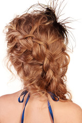 Hair in braid, view of modern female hairstyle