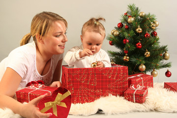 family with presents