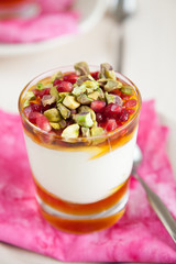 Pomegranate and pistachio dessert