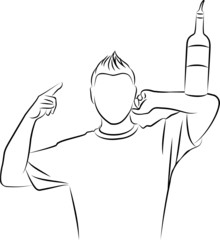 Vector silhouette of barman showing tricks with a bottle