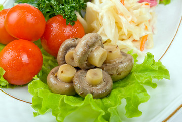 fresh cut vegetables in salad