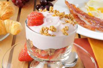 Yogurt, bacon and egg breakfast