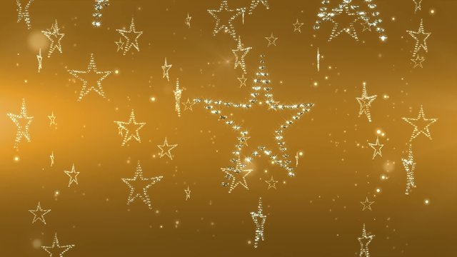 Sparkling christmas stars background gold.