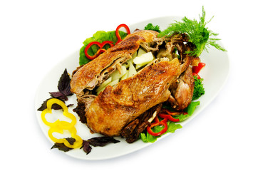 Roasted turkey served in plate