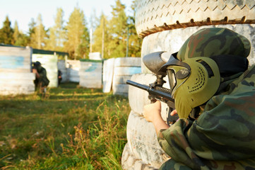 paintball player under attack