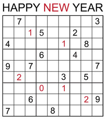 Humorous sudoku happy new year greeting