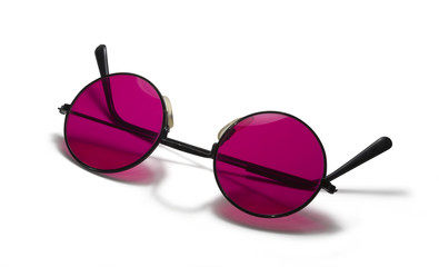 red sunglasses on white