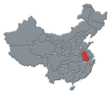 Map of China, Anhui highlighted