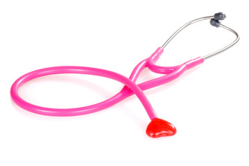 Pink stethoscope with candy heart