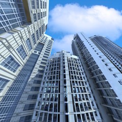 Fototapeta premium Skyscrapers.3d render.