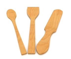 3d render wooden kitchen spoons