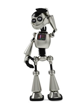 funny robot thinking about