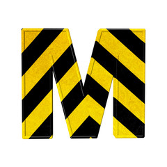 letters in black and yellow danger stripes