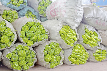 green pepper in bags