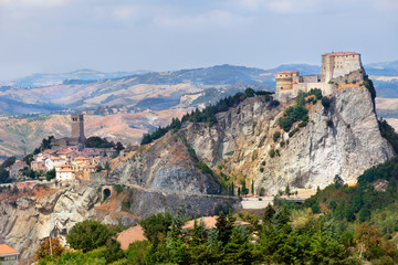 View of the Fortress of San Leo and town of the Marche regions