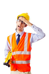 Young construction worker with hard hat