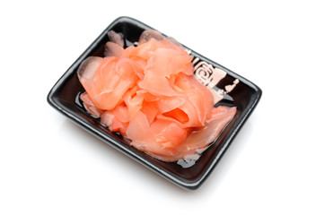 pink ginger ingredient for sushi . isolated