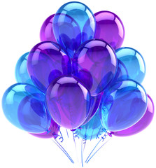 Balloons party birthday blue purple decoration of occasion
