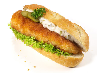 Backfisch im Brötchen