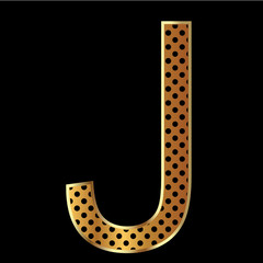 Letter j with tiger style and gold