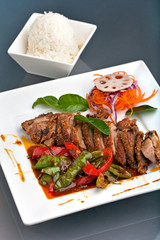Thai Chile Basil Duck Dish with Rice