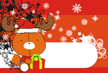 fox baby cartoon xmas background01