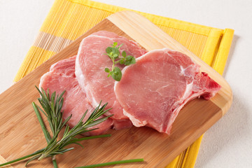 Raw pork chops
