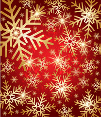 Naklejka na ściany i meble abstract christmas background with the golden snowflakes