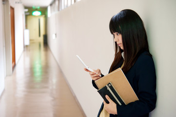 asian high school girl in the school