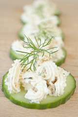 feta cheese on cucumber
