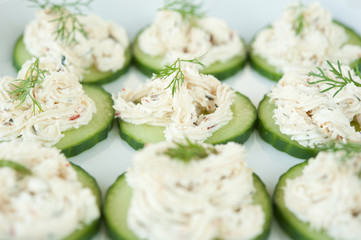 feta cheese on cucumber