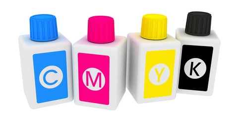 cmyk bottles isolated on white