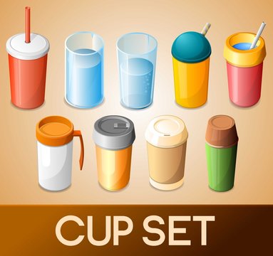 vector cups for different kind of drinks