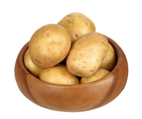 potatoes in bowl on white background
