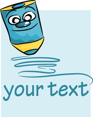 Crayon on blue background - place for your text