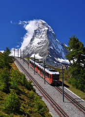 Matterhorn with railroad and train