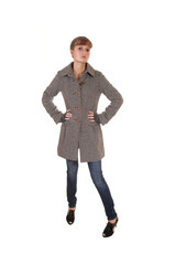 Fototapeta premium Girl in brown coat.