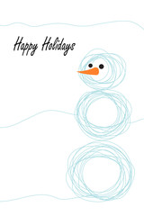 Cute hand-drawn snowman greeting card