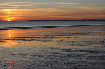 Coucher de soleil sur la plage de la Faute-sur-Mer