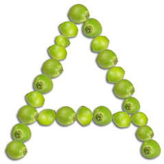 Coconut letter A isolated on white background