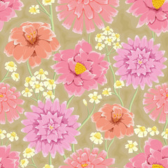 Seamless pattern with hand drawn flowers
