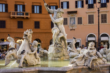 Poseidon Statue on Piazza Navona in Rome