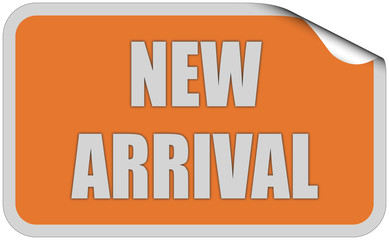 Sticker orange eckig curl oben NEW ARRIVAL